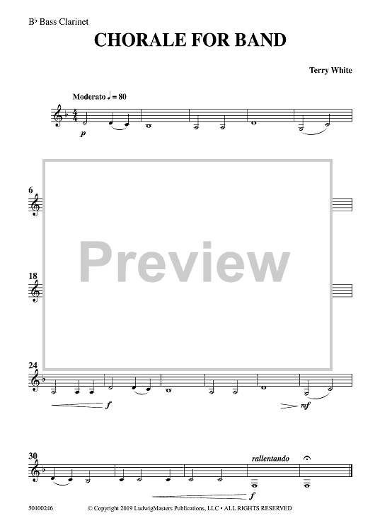 Chorale For Band - Bb Bass Clarinet