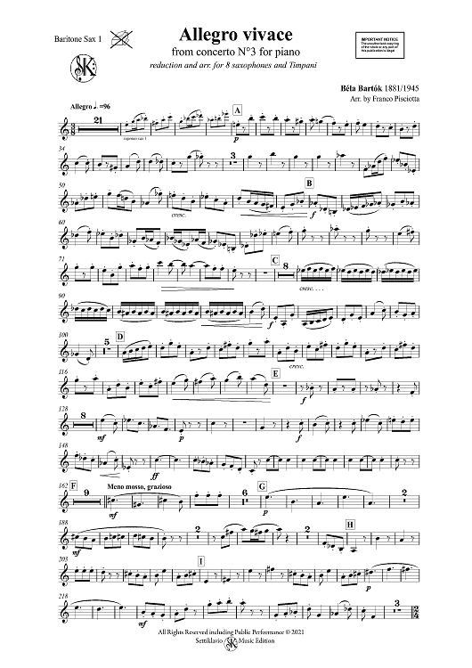 Allegro vivace -  from concerto N°3 for piano - Baritone Sax 1