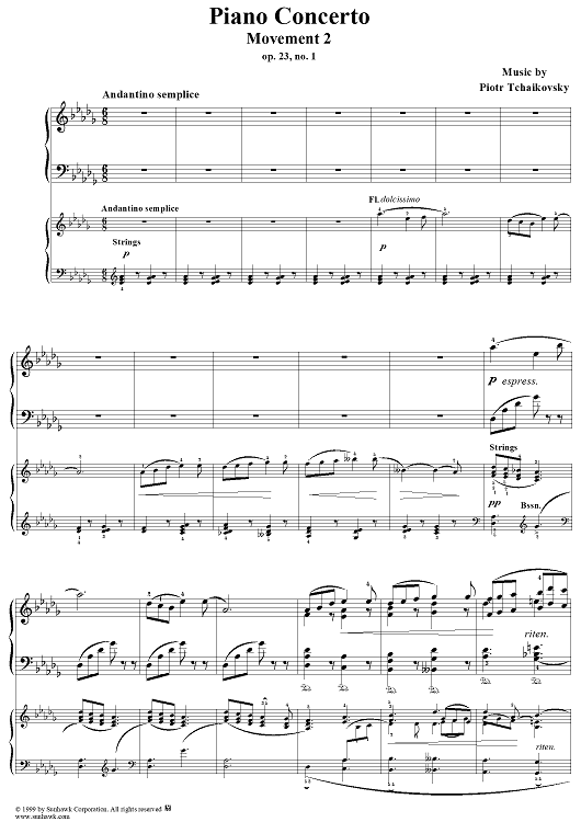 Concerto No. 1 for Piano and Orchestra in B-flat minor (B-dur), Movement II