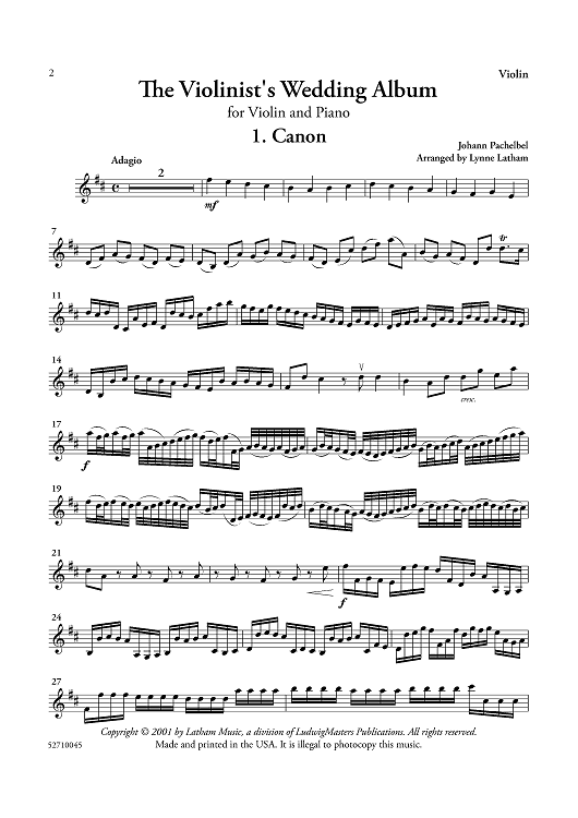 The Violinist's Wedding Album for Violin and Keyboard - Violin