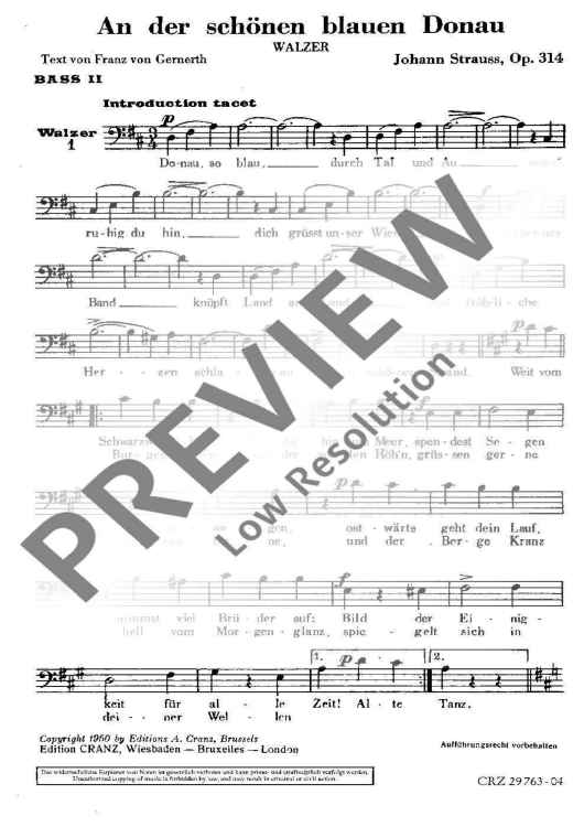 An der schönen blauen Donau - Bass Ii