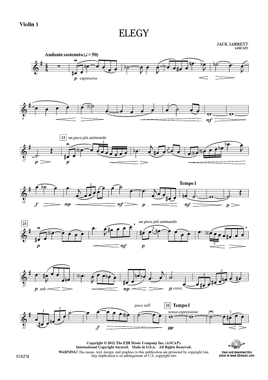 Elegy - Violin 1