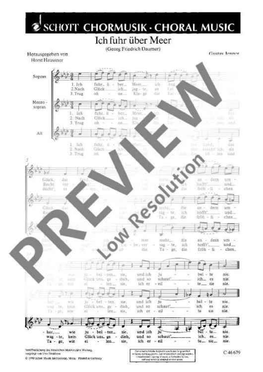 So Lust wie Kummer / Ich fuhr über Meer - Choral Score