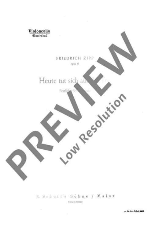 Heute tut sich auf das Tor - Cello / Double Bass