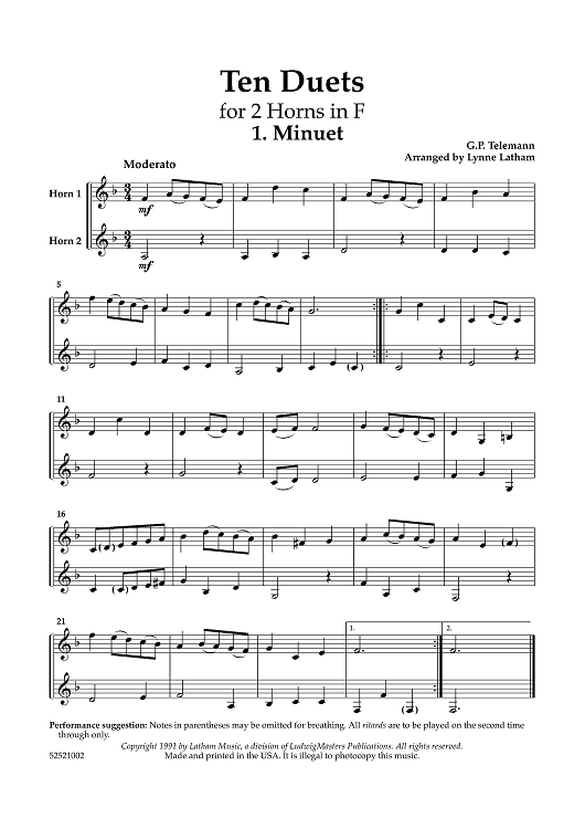 Ten Duets for 2 Horns in F