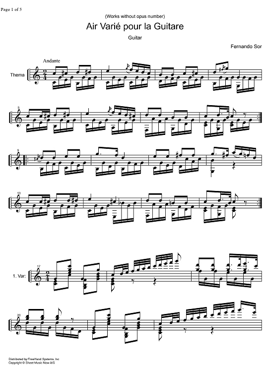 Arie Varié pour la Guitare