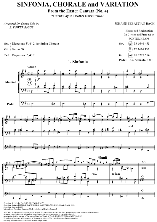 Sinfonia, Chorale and Variation from Cantata No. 4