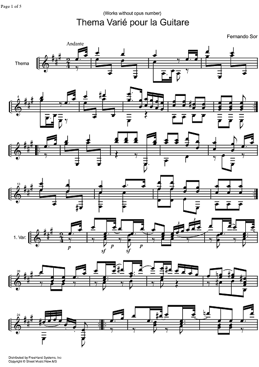 Thema varié pour la Guitare