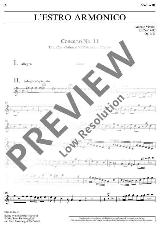 L'estro Armonico - Violin Iii