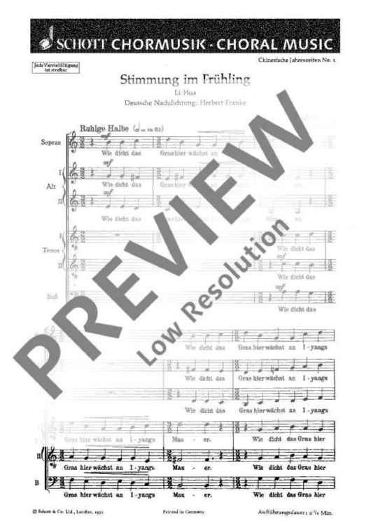 Chinesische Jahreszeiten - Choral Score