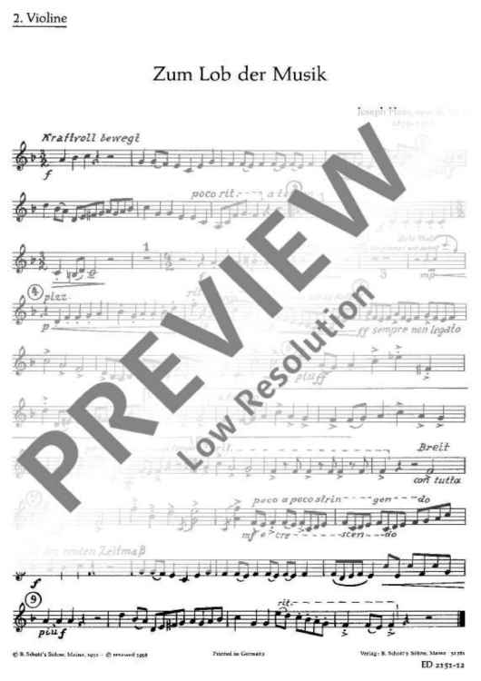 Zum Lob der Musik - Violin II
