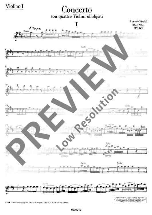 L'Estro Armonico in D major - Violin I