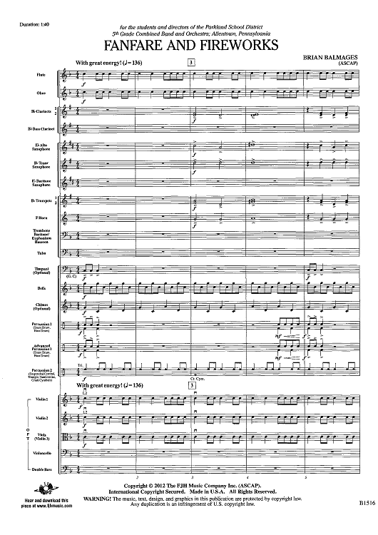 Fanfare and Fireworks - Score