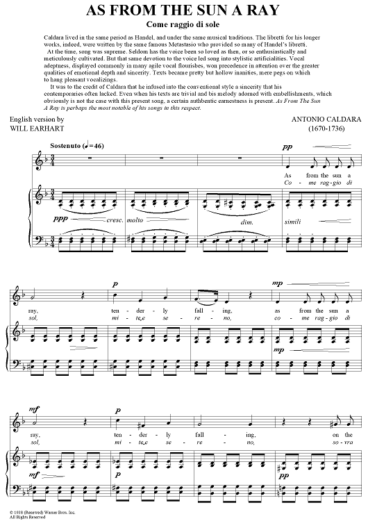 As From The Sun A Ray (Come raggio di sole)