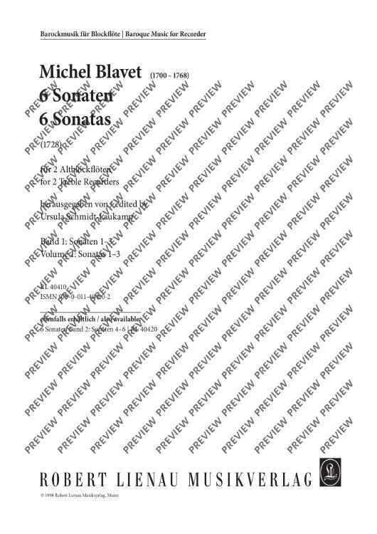 Six Sonatas - Performing Score