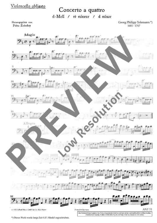 Concerto a quattro in D minor - Cello Obligat