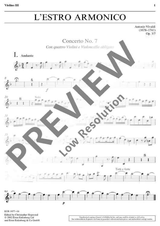 L'estro Armonico - Violin Iii