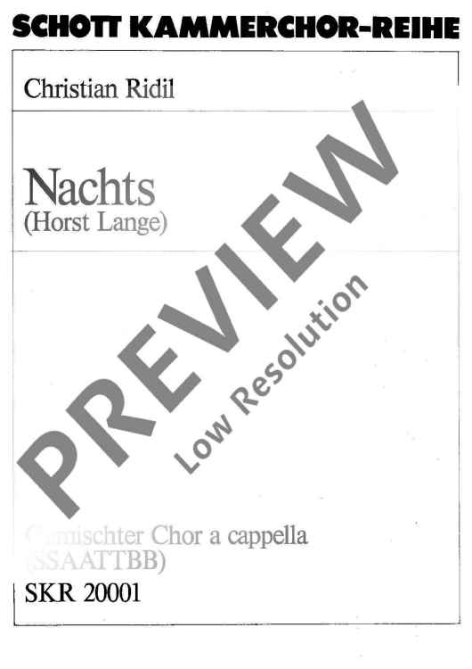 Nachts - Choral Score