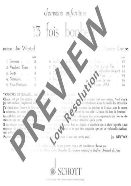 13 fois bonheur - Performing Score