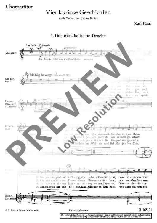 Vier kuriose Geschichten - Choral Score