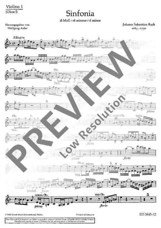 Sinfonia d minor - Violin I