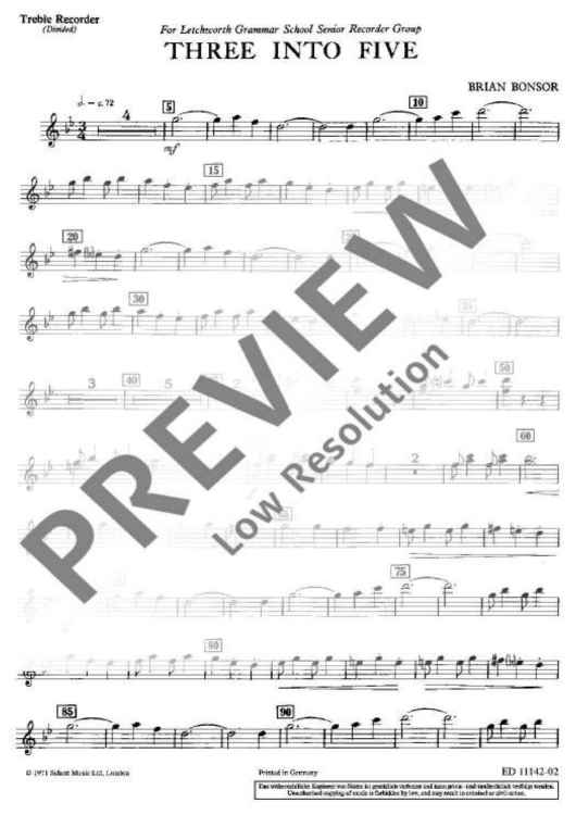 Three into Five - Treble recorder