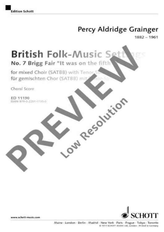 British Folk-Music Settings - Choral Score