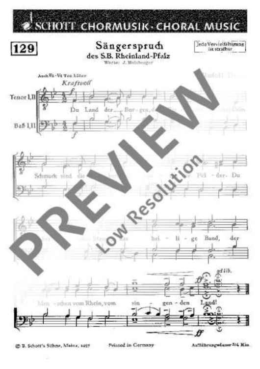 Sängerspruch des SB Rheinland-Pfalz / Begrüßung der Sänger - Choral Score