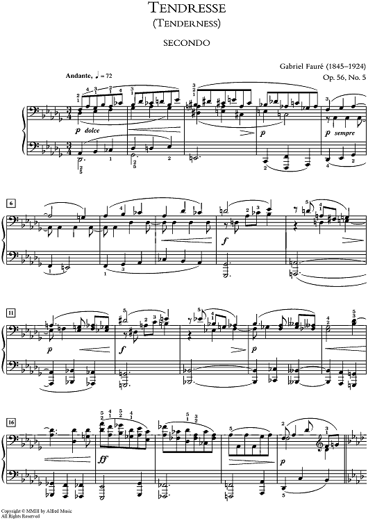 Tendresse (Tenderness) - from Dolly Suite, Opus 56