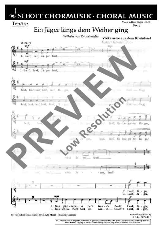 Vom edlen Jägerleben - Tenor I / Ii