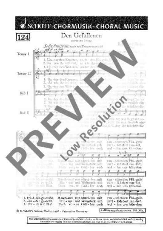 Den Gefallenen - Choral Score