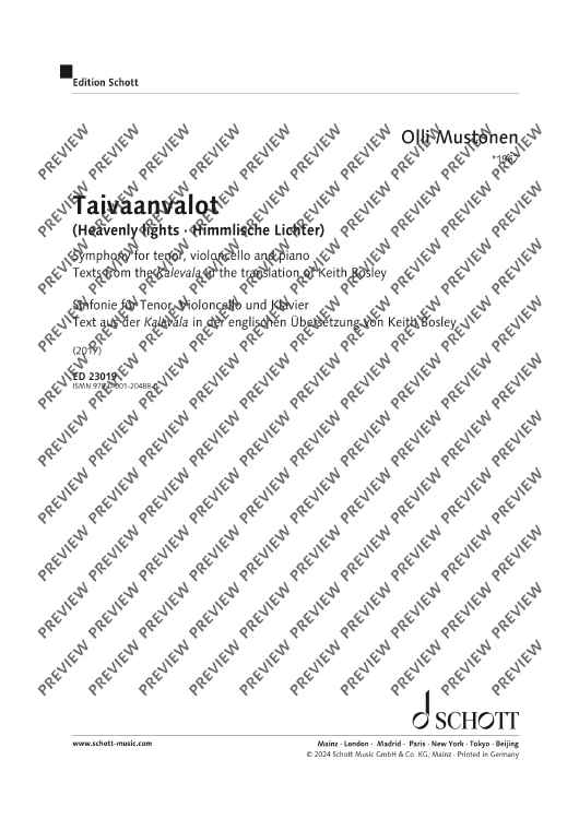 Taivaanvalot (Heavenly lights) - Score and Parts