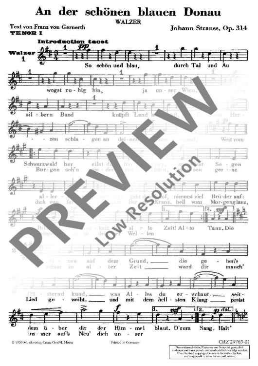 An der schönen blauen Donau - Tenor I