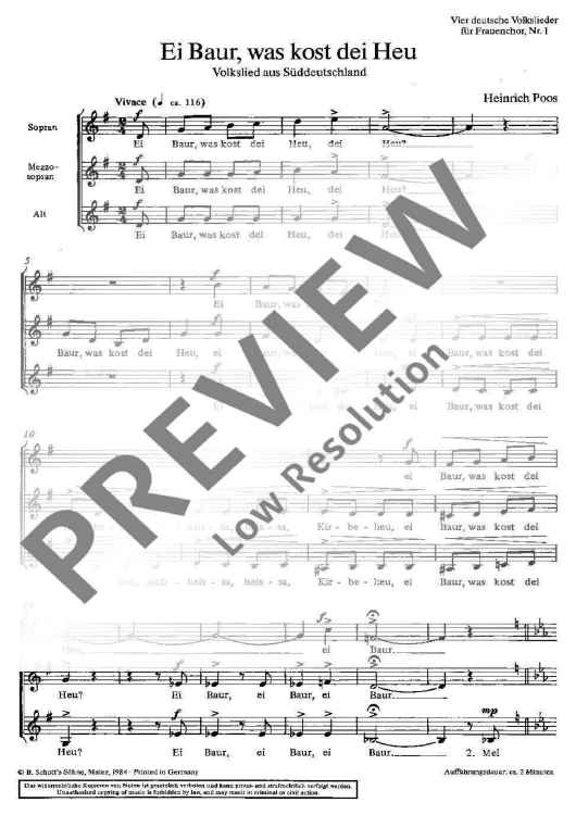 Vier deutsche Volkslieder - Choral Score