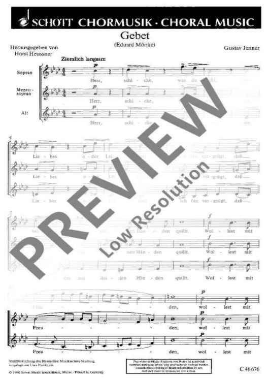 Gebet - Choral Score
