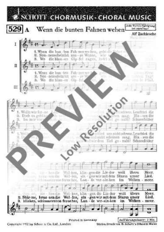 Wenn die bunten Fahnen wehen / Ein Lied zur Nacht - Choral Score