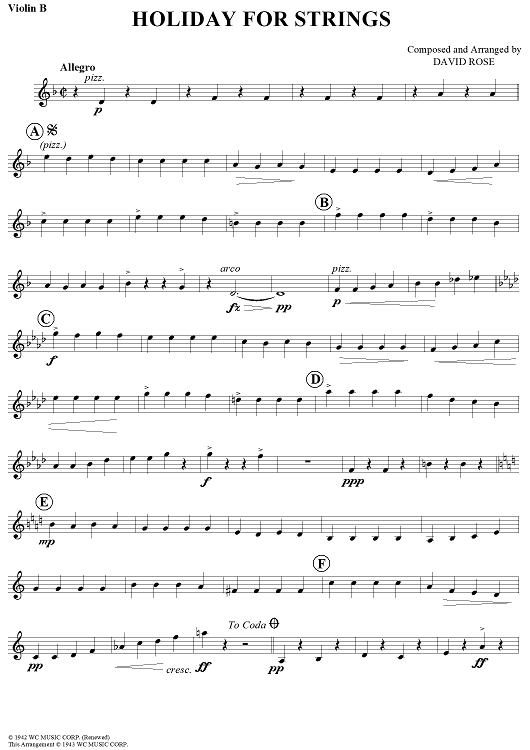 Holiday for Strings - Violin B