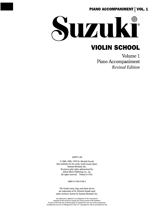 Suzuki Violin School, Volume 1 Piano Accompaniment