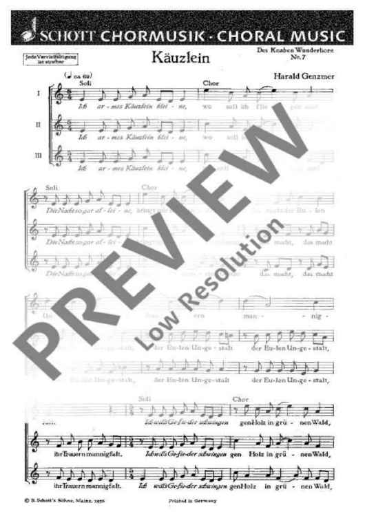 Acht Chorlieder (aus "Des Knaben Wunderhorn") - Choral Score