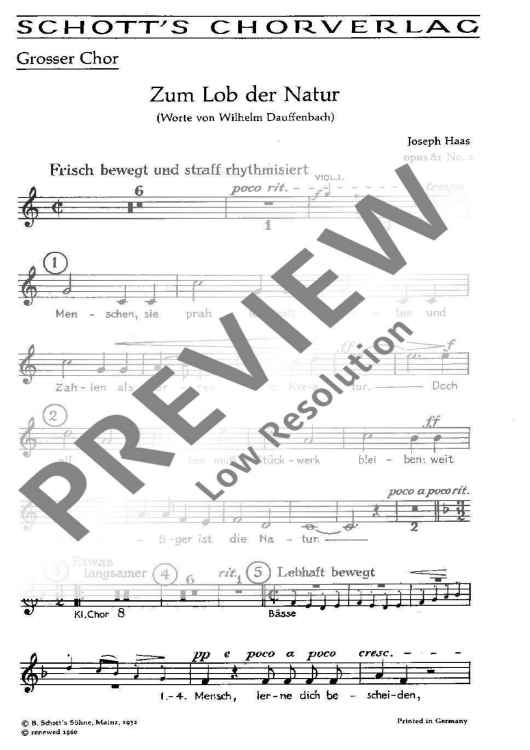 Zum Lob der Natur - Choral Score