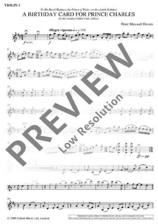 A Birthday Card for Prince Charles - Violin I