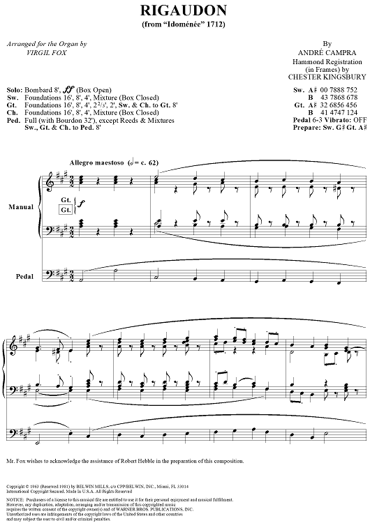 Rigaudon, from "Idoménée" 1712