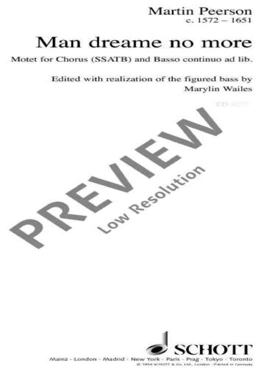 Man dreame no more - Score