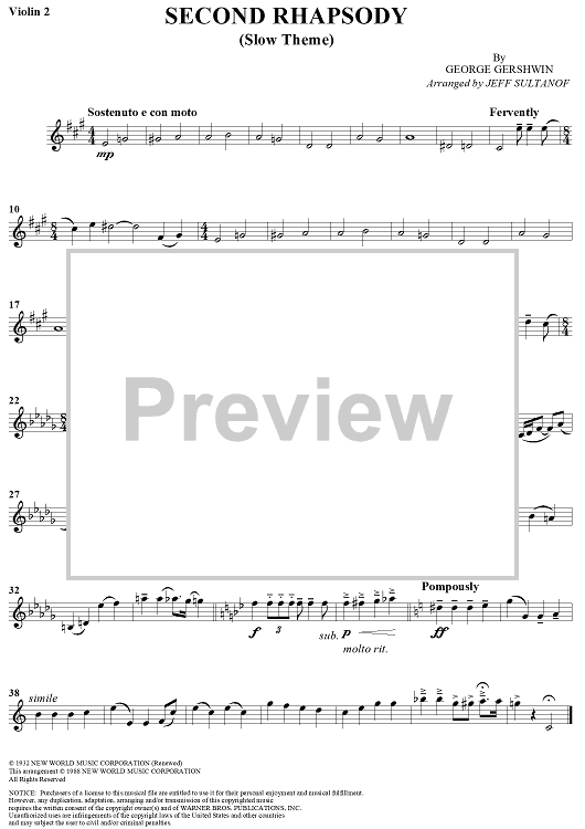 Second Rhapsody - Violin 2