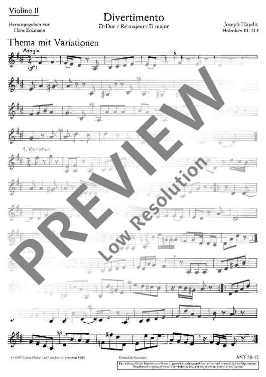 Divertimento D major - Violin II