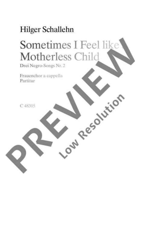 Sometimes I Feel like a Motherless Child (Spiritual) - Choral Score