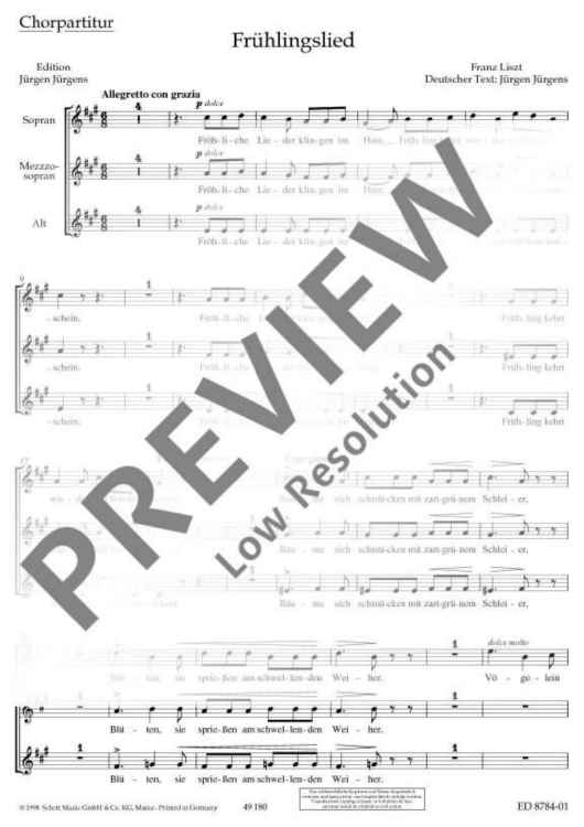 Fruhlingslied - Choral Score