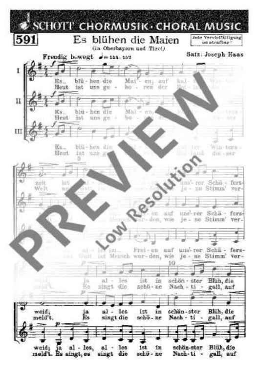 Es blühen die Maien - Choral Score