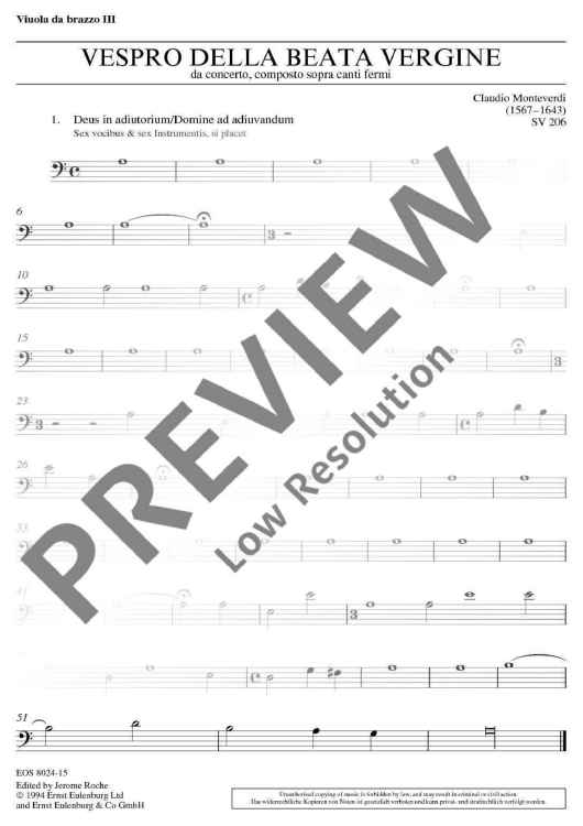 Vespro della Beata Vergine - Violino Da Brazzo Iii