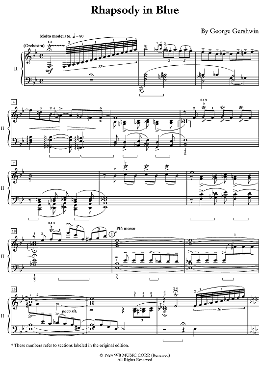 Gershwin: Rhapsody in Blue For Piano Solo and Orchestra (Arranged for Second Piano)